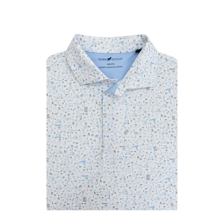 Horn Legend Mulligan Performance Polo: White/Serenity/Sand