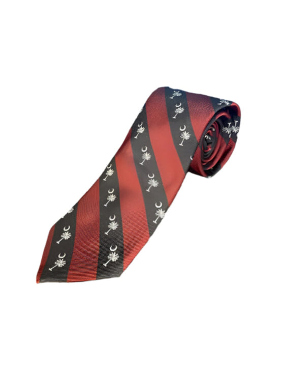 Craig Reagin Woven Palmetto Stripe Tie: Garnet