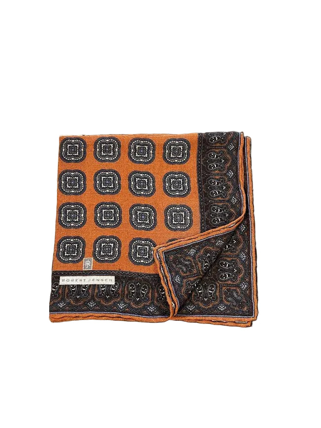 Robert Jensen Pocket Square: Rust Medallion