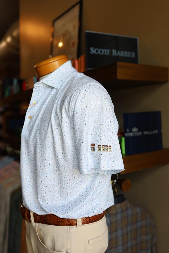 Peter Millar Nice Shot Performance Jersey Polo Lake Murray Dam Towers: White