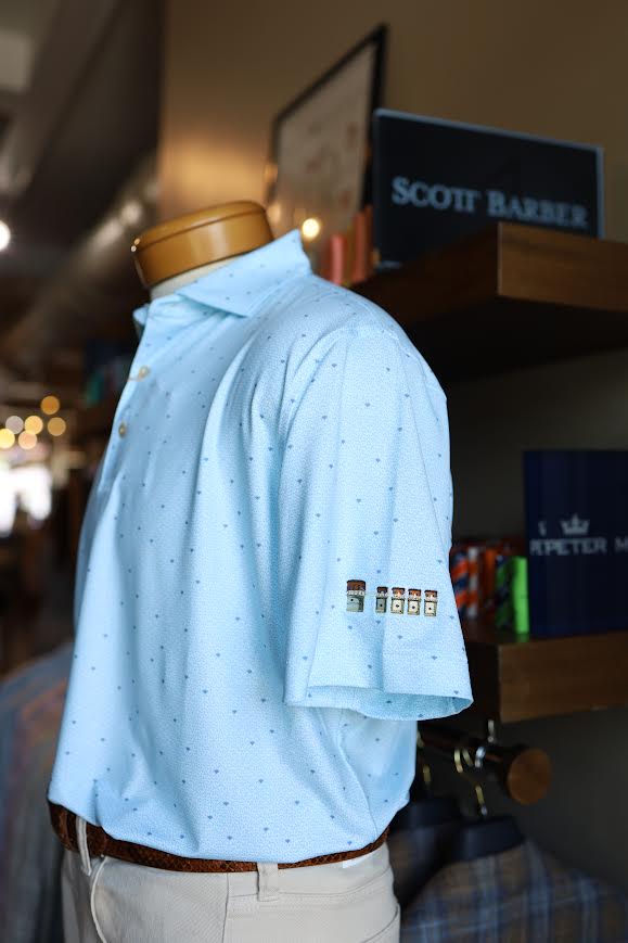 Peter Millar Tequila Sunrise Performance Jersey Polo "Lake Murray Dam Towers": White