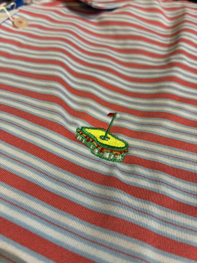 Southern Tide Driver Ocean Hill Stripe Polo with Pimento Cheese: Sunkist Coral