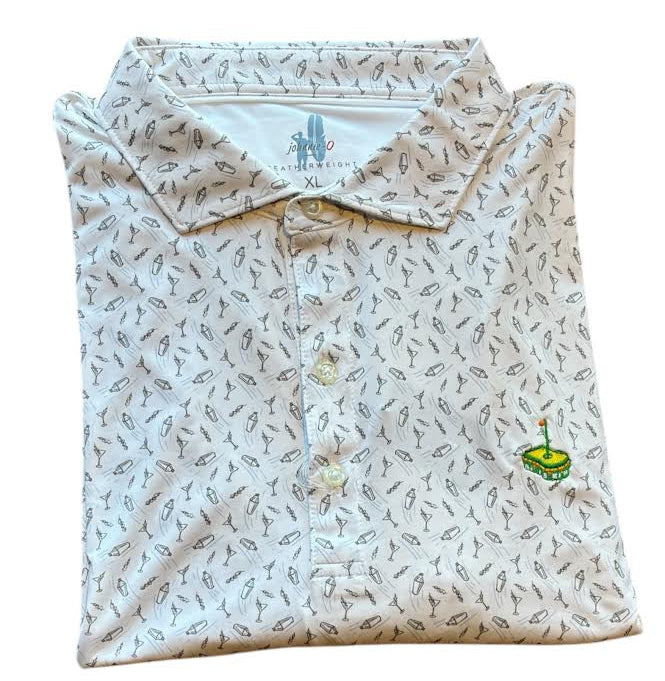 Johnnie-O Featherweight Performance Polo - Tini Print with Pimento Cheese: Thunder