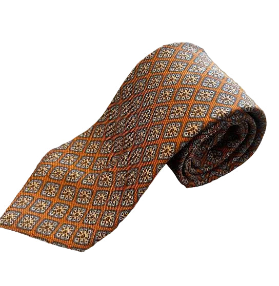 Robert Jensen Contemporary Mediallion Print Tie: Rust