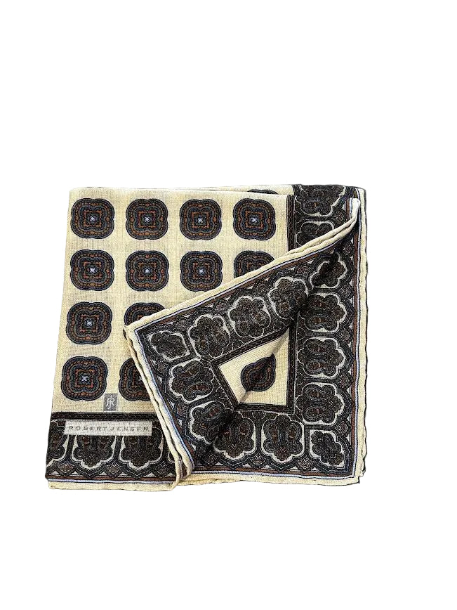 Robert Jensen Pocket Square: Tan Medallion