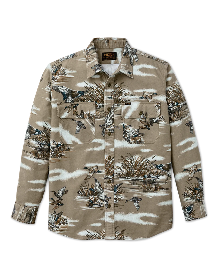 Filson Field Flannel Shirt: Marsh Olive Print
