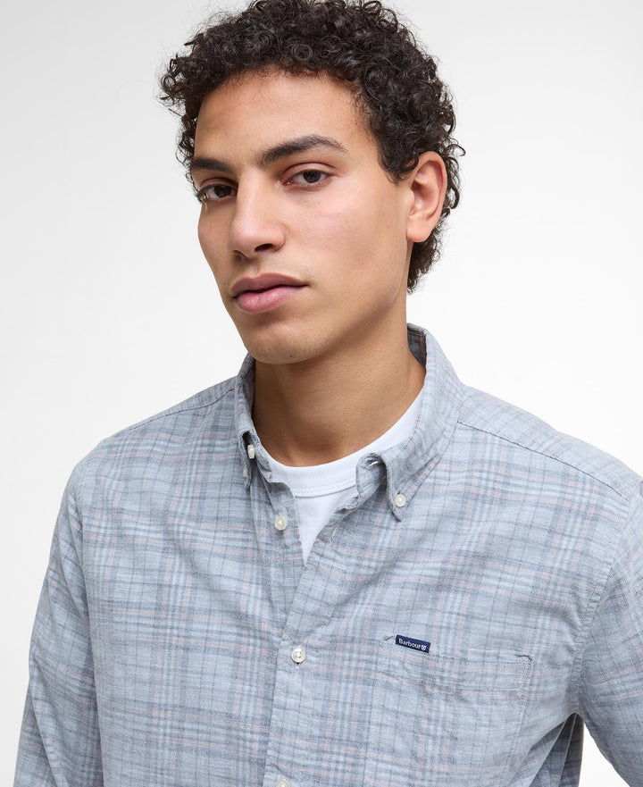 Barbour Southfield Tailored Long-Sleeved Shirt: Light Grey Marl