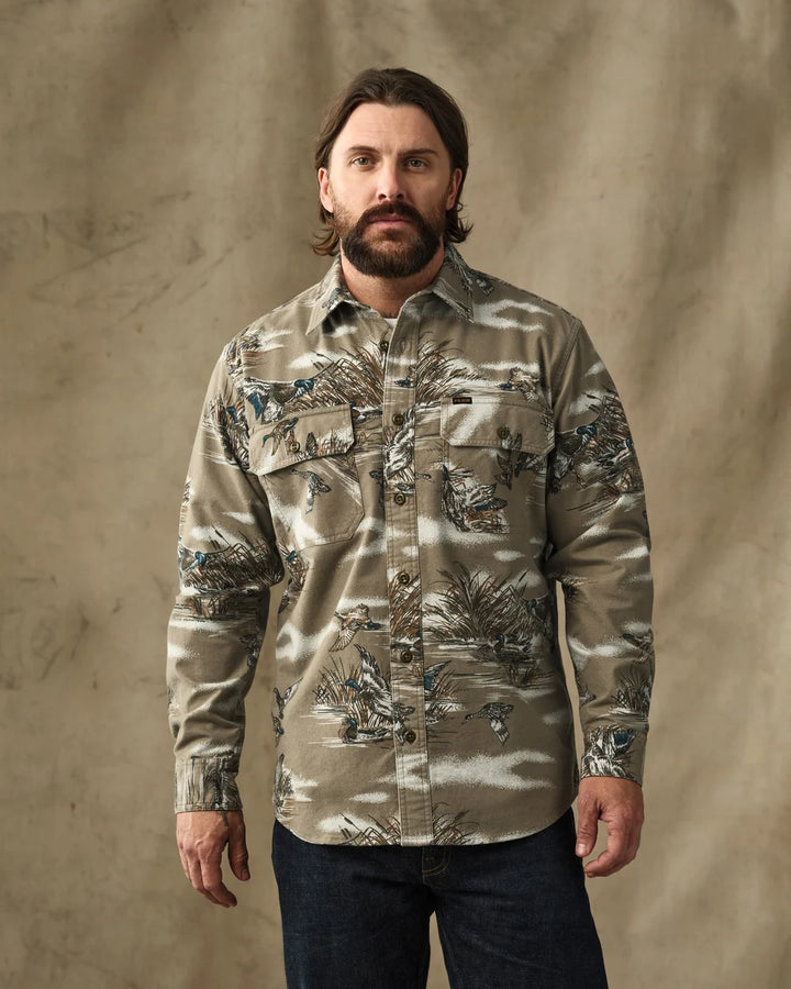 Filson Field Flannel Shirt: Marsh Olive Print