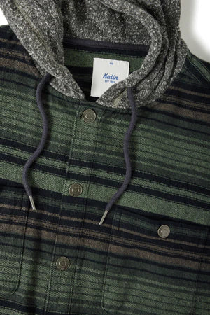 Katin Harold Stripe Hooded Flannel: Sea Gray