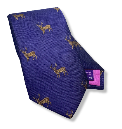 Seaward and Stearn English Woven Silk Stag Tie: Navy