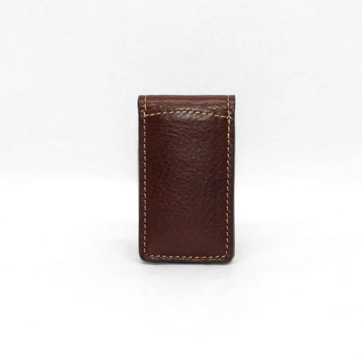 Torino Tumbled Glove Magnetic Money Clip- Brown