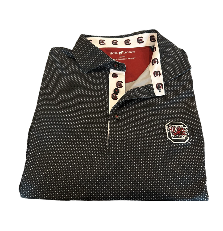 Horn Legend University of South Carolina Charcoal Checkers Polo: Block "C"