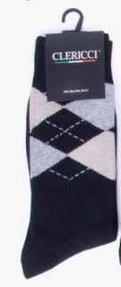 Parquet Argyle Socks: Black/TanGrey