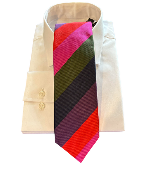 Seaward and Stearn Pink/Red/Green Stripe Tie