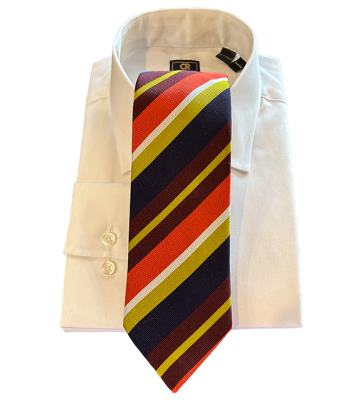 Seaward and Stearn Orange/Yellow/White Stripe Tie