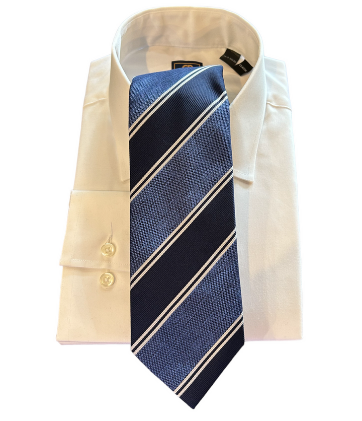 Seaward and Stearn Navy/Blue/White Stripe Tie