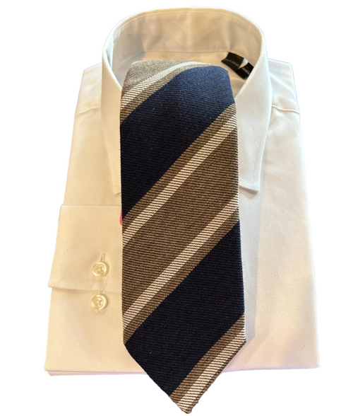 Seaward and Stearn Khaki/Navy Stripe Tie