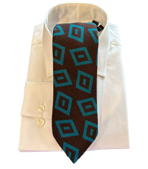 Seaward and Stearn Turquoise/Brown Geo Tie