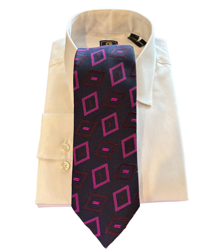 Seaward and Stearn Purple/Navy Geo Tie