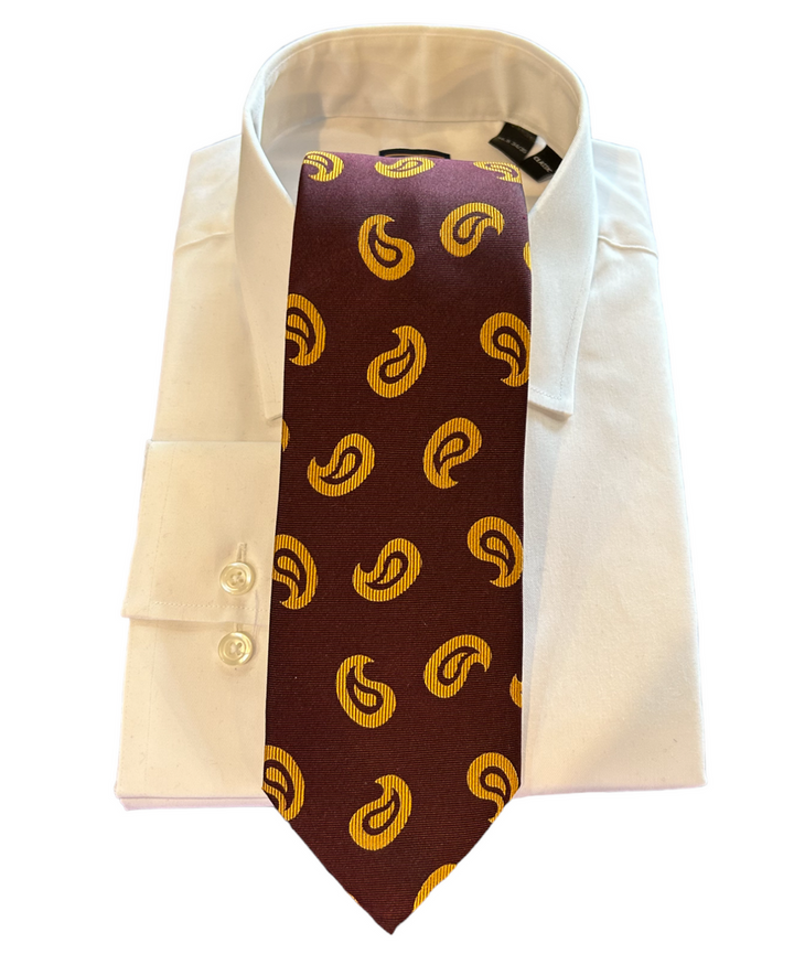 Seaward and Stearn Burgundy/Gold Paisley Tie