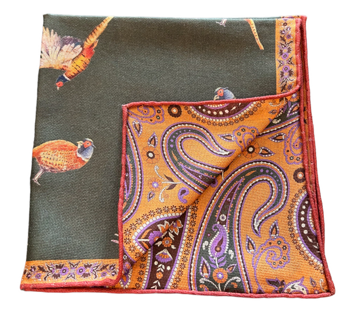 Seaward and Stearn Green Pheasants Pocket Square