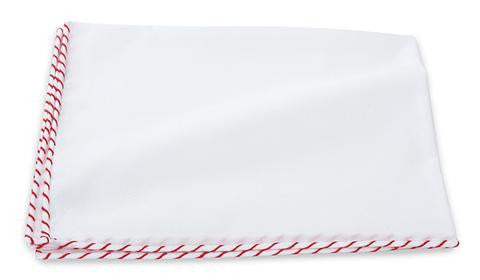 R Hanauer Red Whipstitch Border Pocket Square