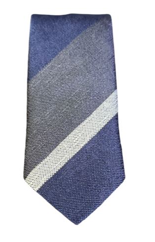 Seaward and Stearn Wide Stripe Tie: Navy/Gray