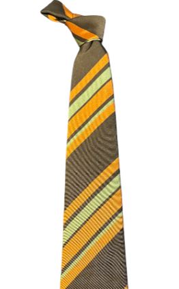 Seaward and Stearn Diagonal Stripe Tie: Brown/Rust/Green