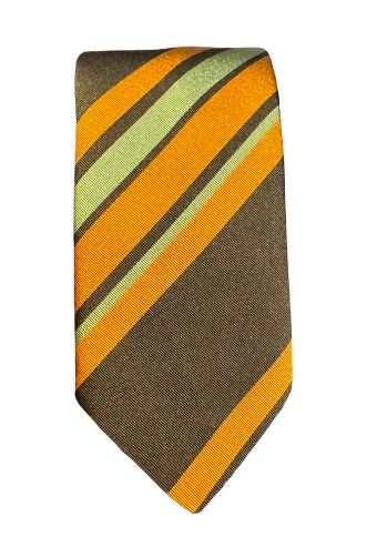 Seaward and Stearn Diagonal Stripe Tie: Brown/Rust/Green