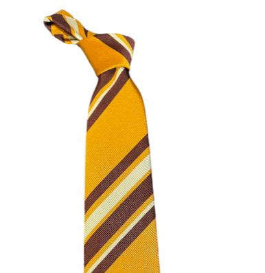 Seaward and Stearn Diagonal Stripe Tie: Brown/Orange/Ivory