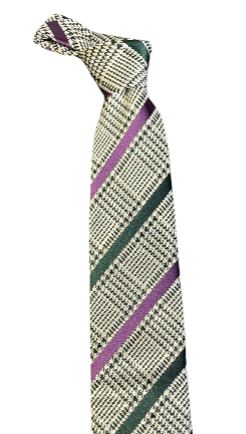 Seaward and Stearn Houndstooth Plaid Tie: Purple/Green