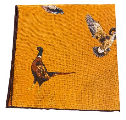 Seaward and Stearn Reversible Birds Pocket Square: Orange/Crimson Edge