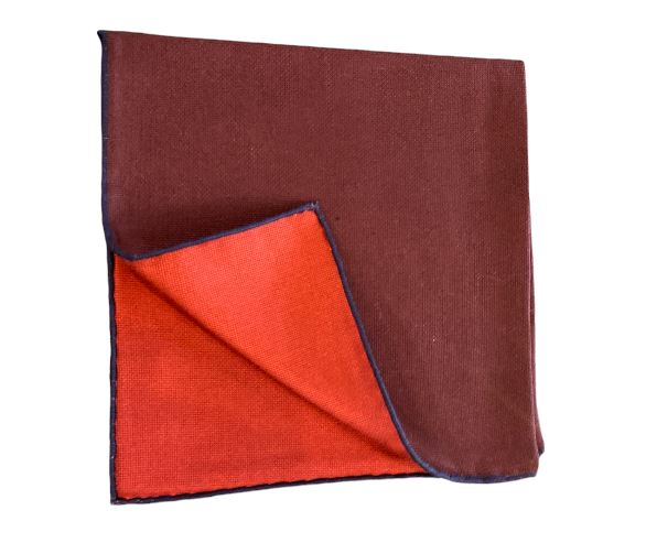 Seaward and Stearn Reversible Solid Pocket Square: Crimson/Navy Edge