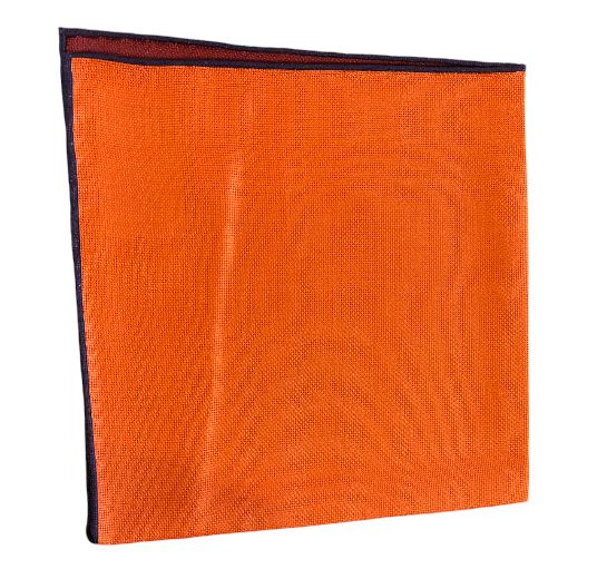 Seaward and Stearn Reversible Solid Pocket Square: Orange/Crimson