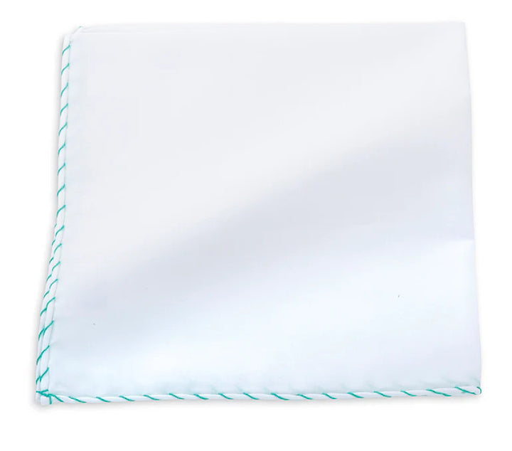 R. Hanauer Aqua Whipstich Border Pocket Square