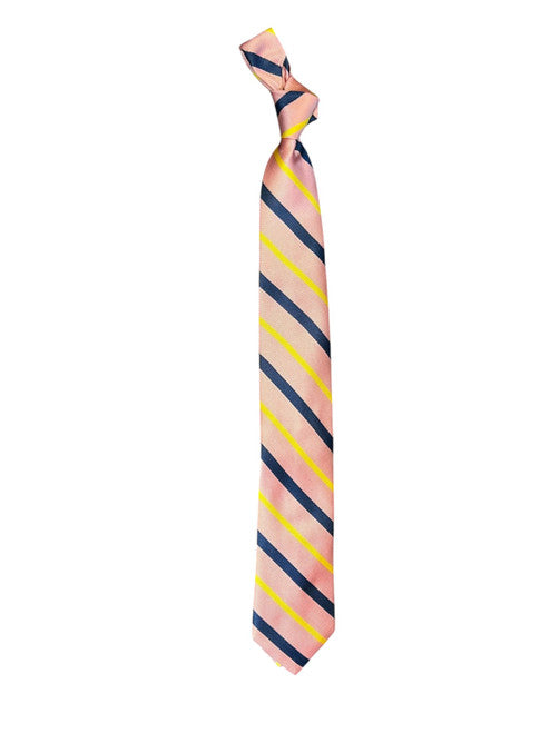 Bob Goodman Navy and Yellow Stripe Necktie: Pink