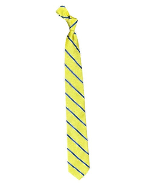 Bob Goodman Italian Basic Stripe Necktie: Yellow w/ Blue