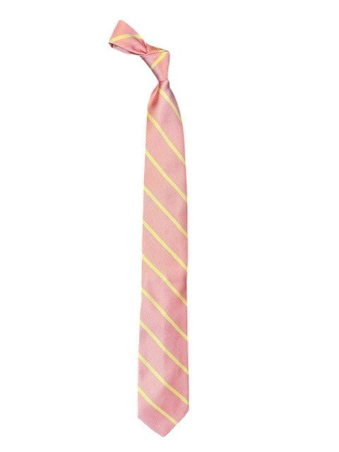 Bob Goodman Italian Basic Stripe Necktie: Pink w/ Yellow