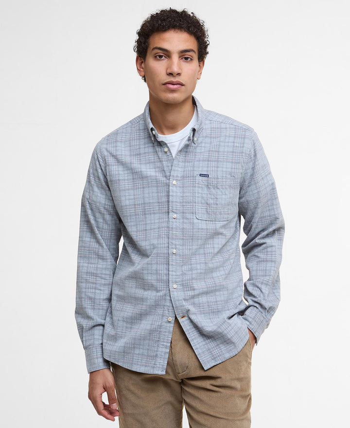 Barbour Southfield Tailored Long-Sleeved Shirt: Light Grey Marl