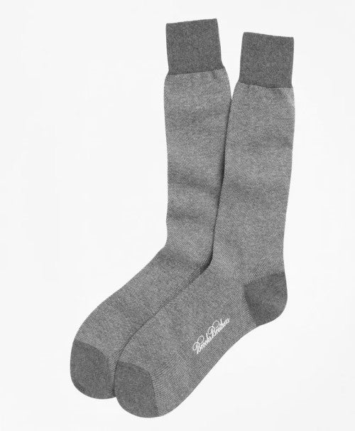 Brooks Brothers Cotton Bird's Eye Crew Socks: Grey