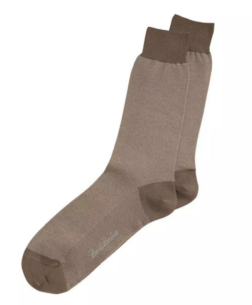 Brooks Brothers Cotton Bird's Eye Crew Socks: Khaki