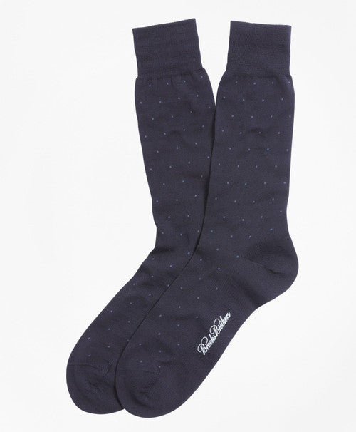 Brooks Brothers Merino Blend Big Dot Over-the-calf Socks: Navy