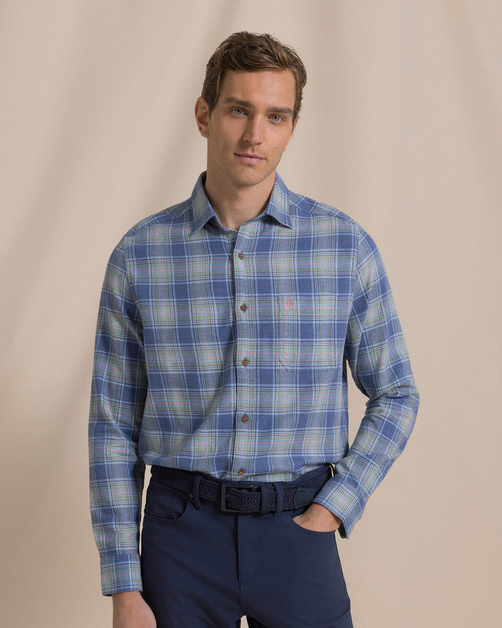Southern Tide Ocean View Heather Sportshirt: Heather Nautical Blue