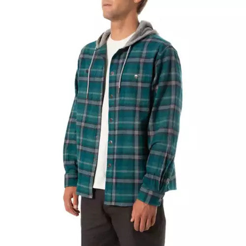 Katin Harold Hooded Flannel: Blue Green