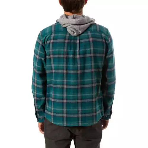 Katin Harold Hooded Flannel: Blue Green