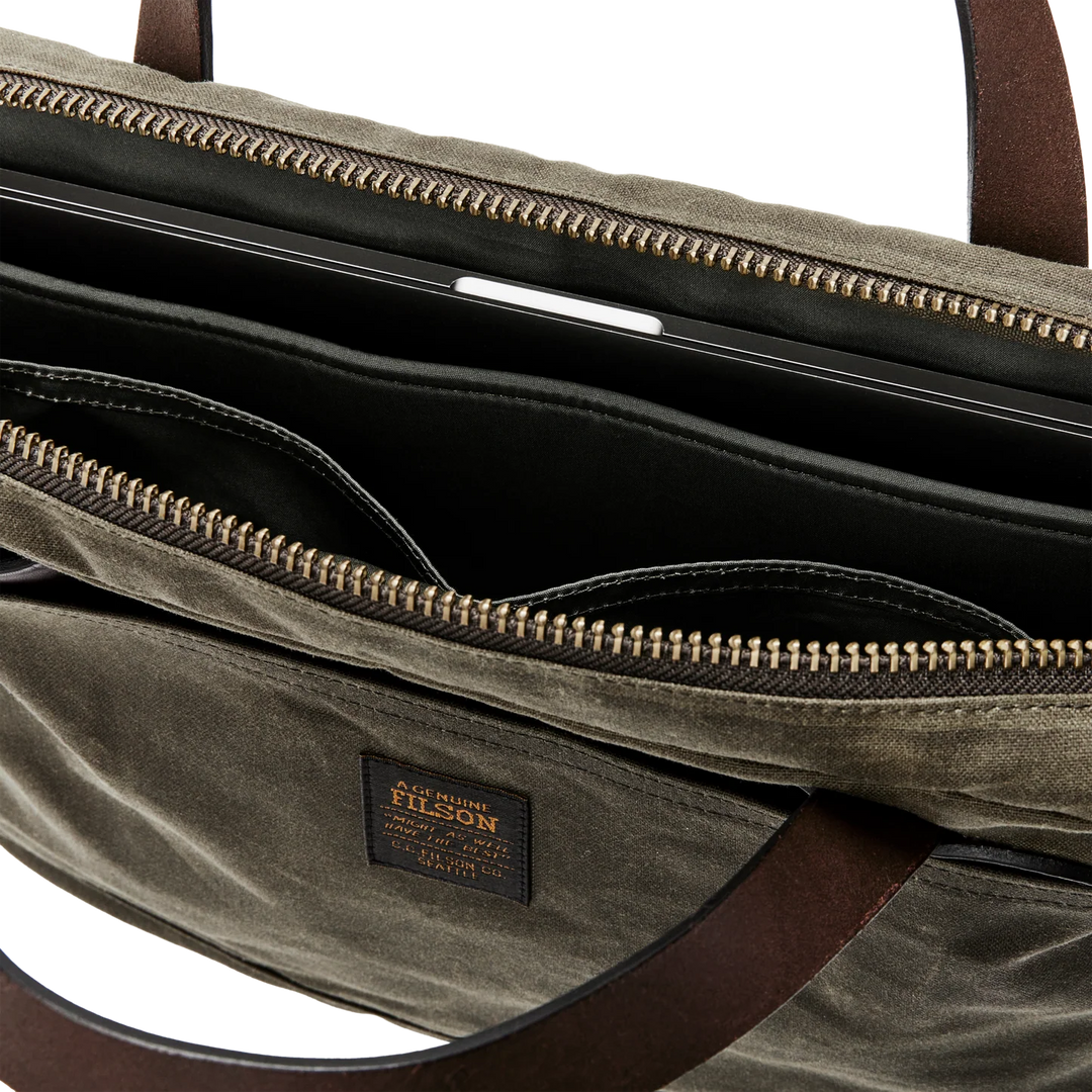 Filson Tin Cloth Compact Briefcase: Otter Green