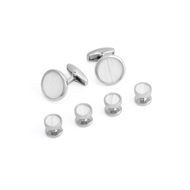 Brackish BVI Cufflink & Studs Set: Rhodium