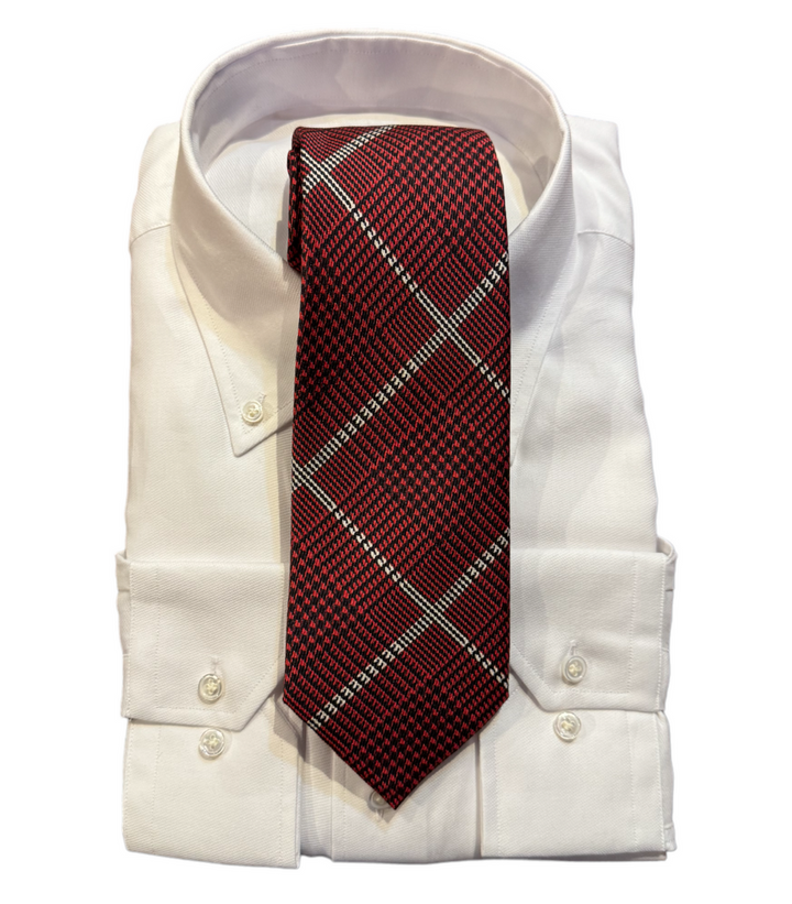 Robert Jensen Red Houndstooth Tie