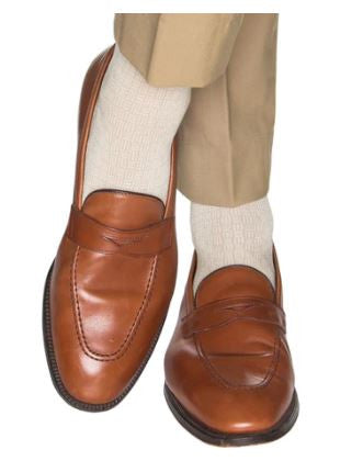 Dapper Classics Tan w/Cream Cross Hatch Sock Linked Toe