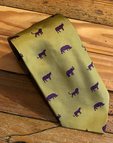 Craig Reagin Big 5 Animals Tie - Gold